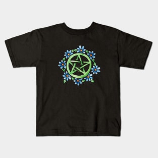 Floral Pentagram Kids T-Shirt